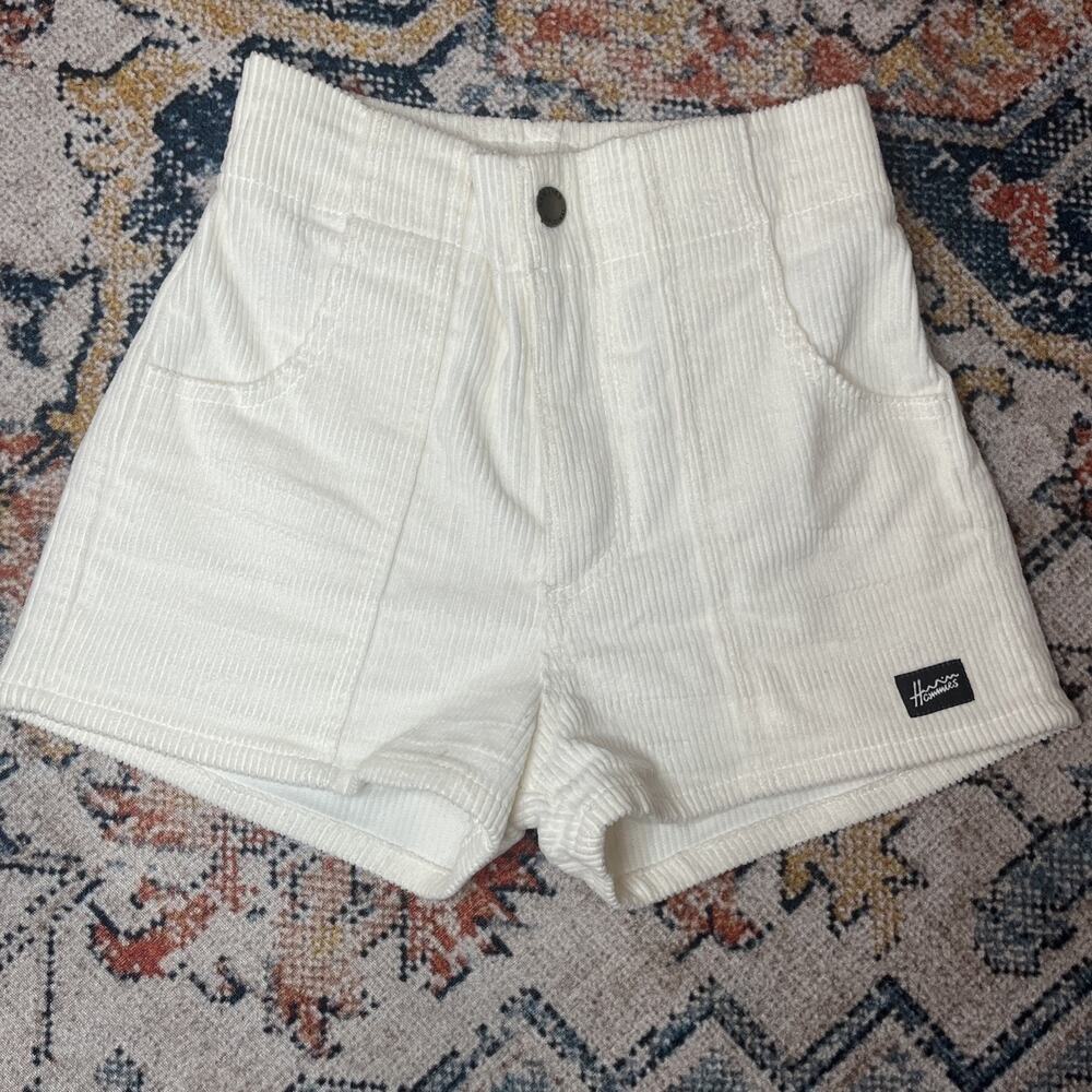 Hammies Cream Corduroy Shorts Mini Length High Rise Stretch Cotton Size 24